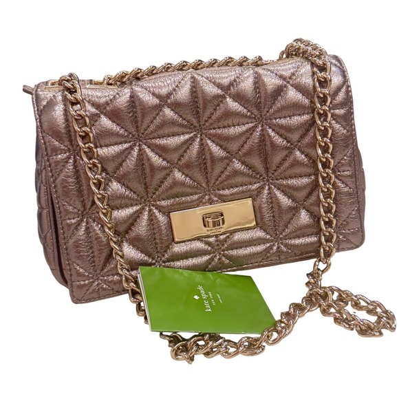 Kate Spade New York Handbags - Kate Spade Sedgewick Place Fairlee MercuryMetallic Quilt Leather Convertible Bag